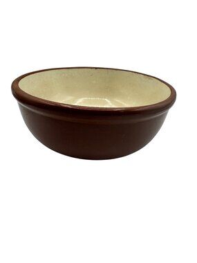Vintage Weller Pottery Ceramic Mixing Bowl With Brown Exterior & Cream Interior